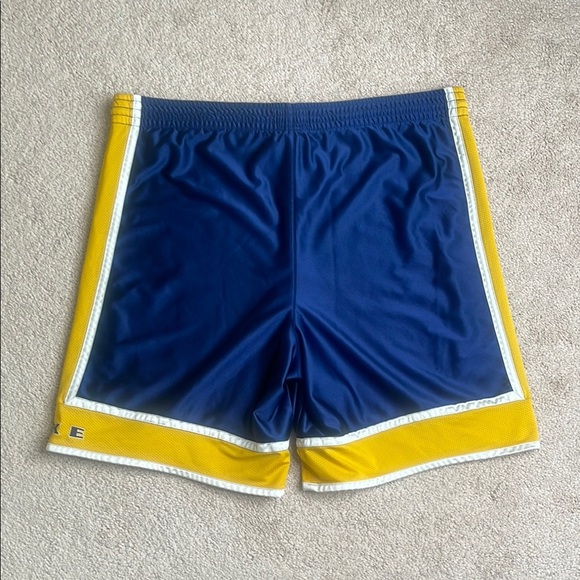 Nike Blue and Yellow Athletic Shorts with Elastic Waistband - Picture 4 of 4